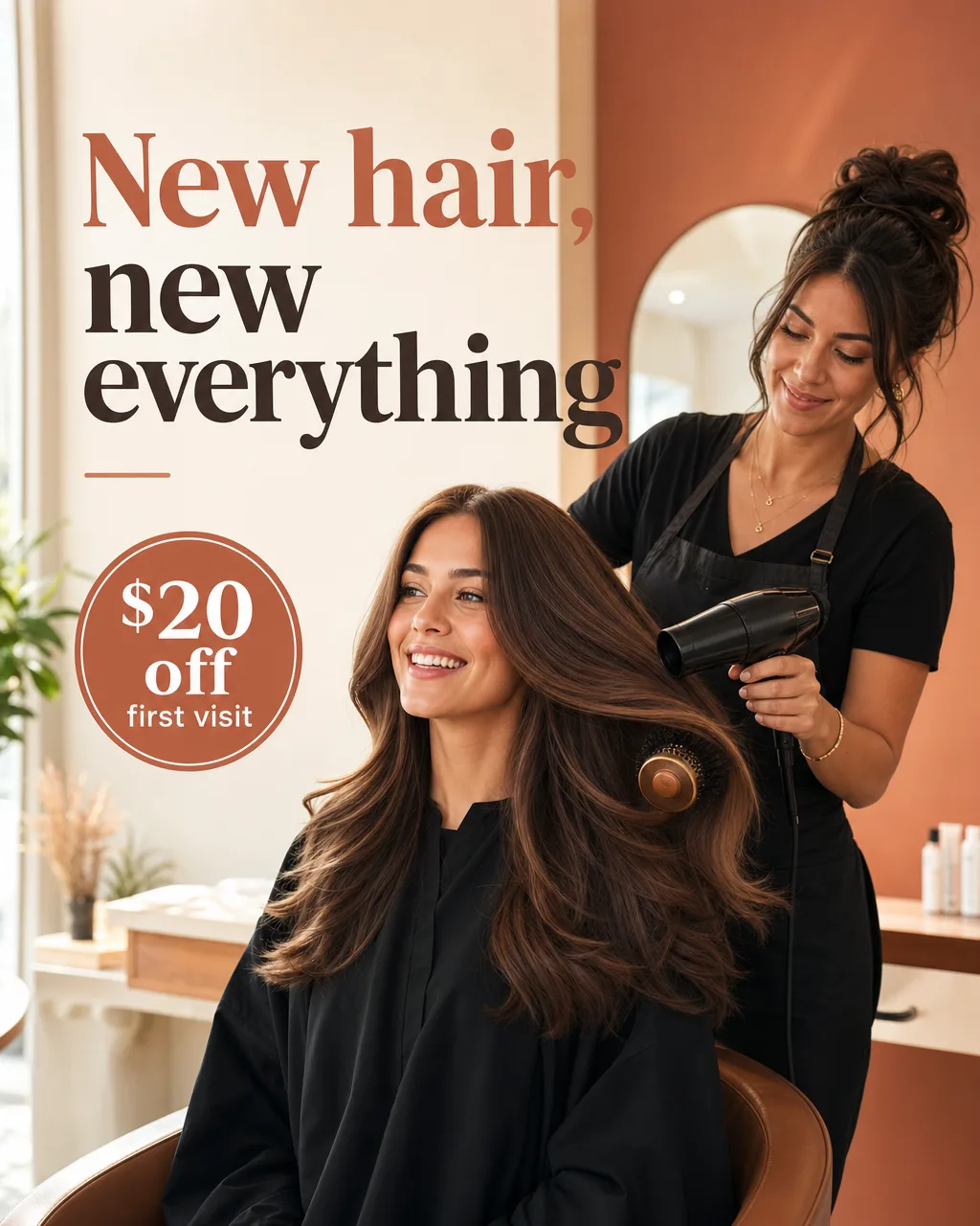 Generated hair salon ad: New hair, new everything