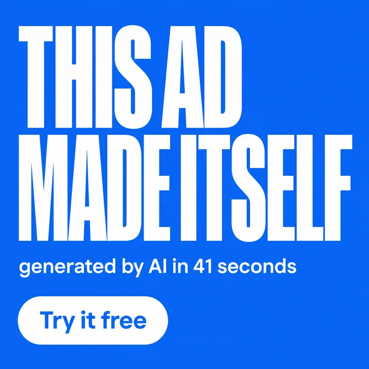 A generated static ad reading: this ad made itself